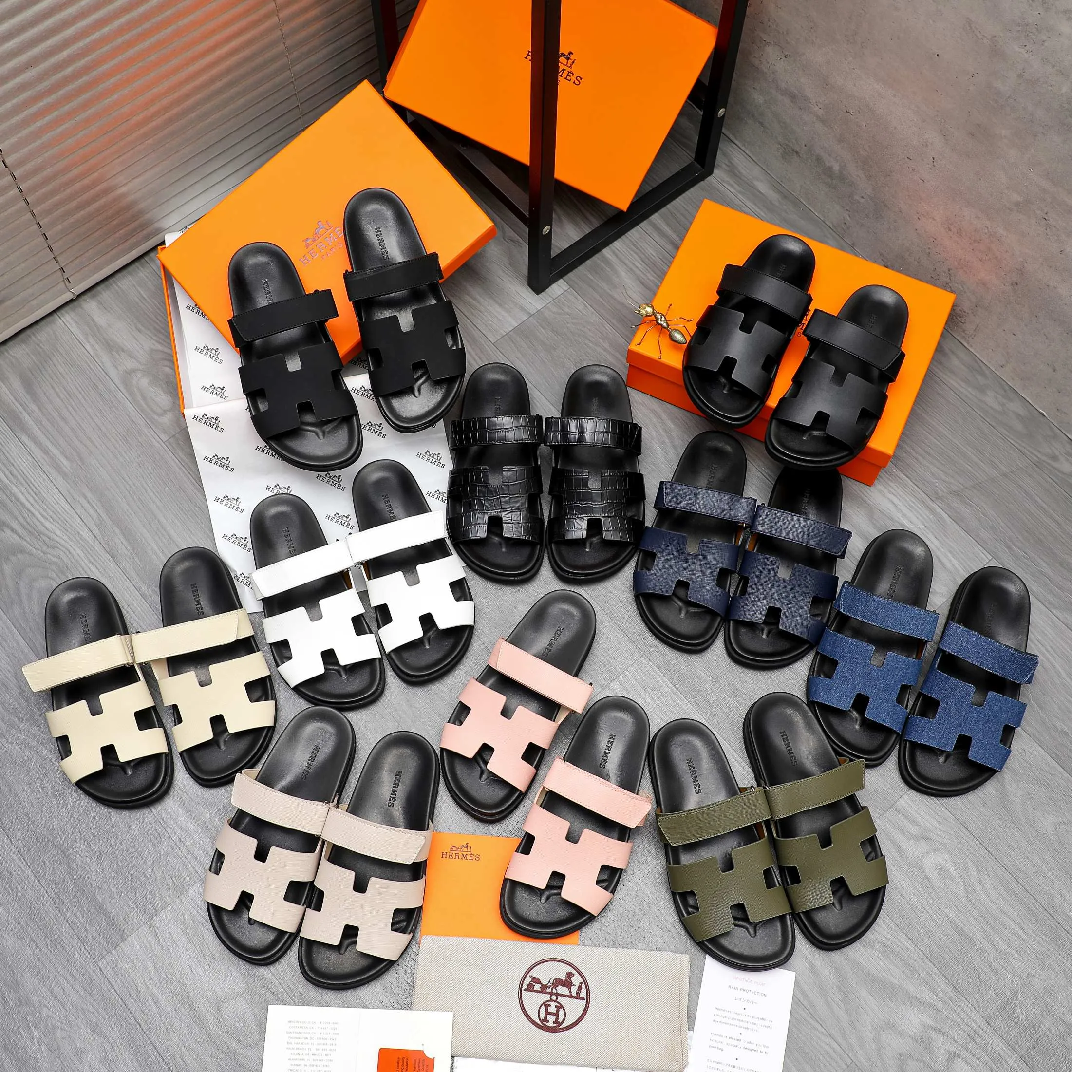 Men's shoes 💰340 Product trademark: Hermes "Hermes" Couple's slippers Regular size: 36-46 Product materials: Selected high-quality cowhide upper, microfiber lining, original outsole